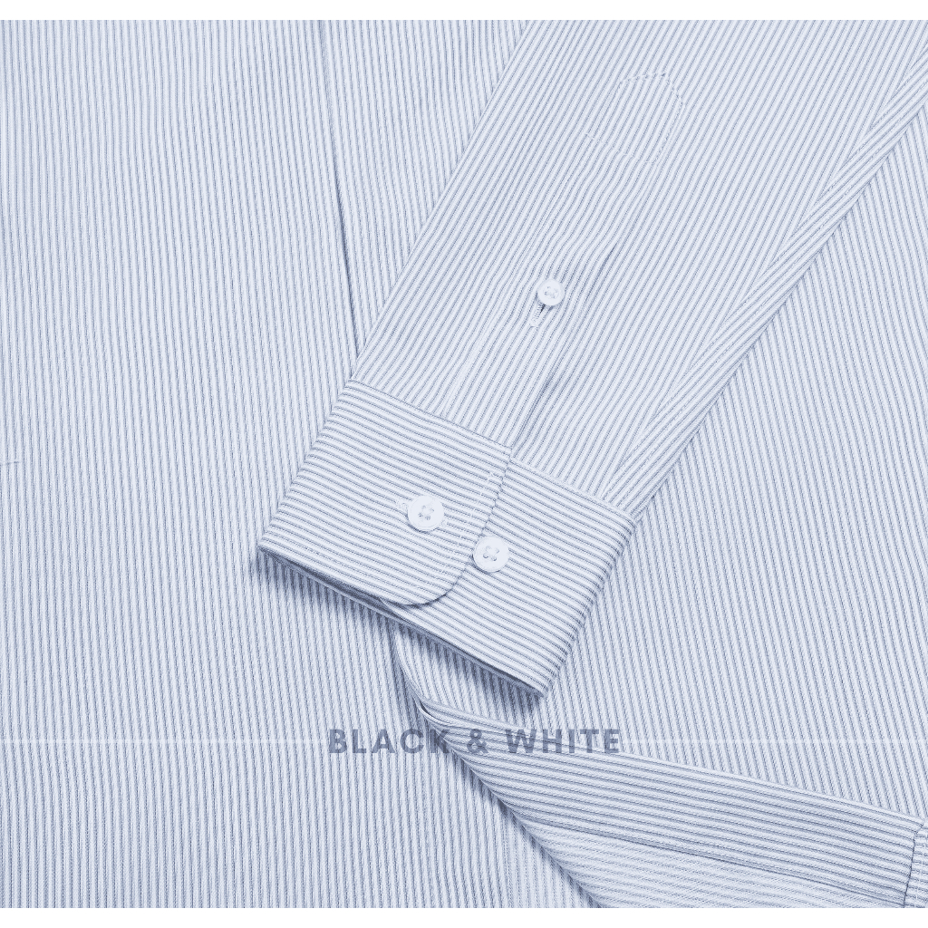 Sơmi nam kẻ dọc tăm xanh, cổ BUTTON DOWN cotton bamboo cao cấp