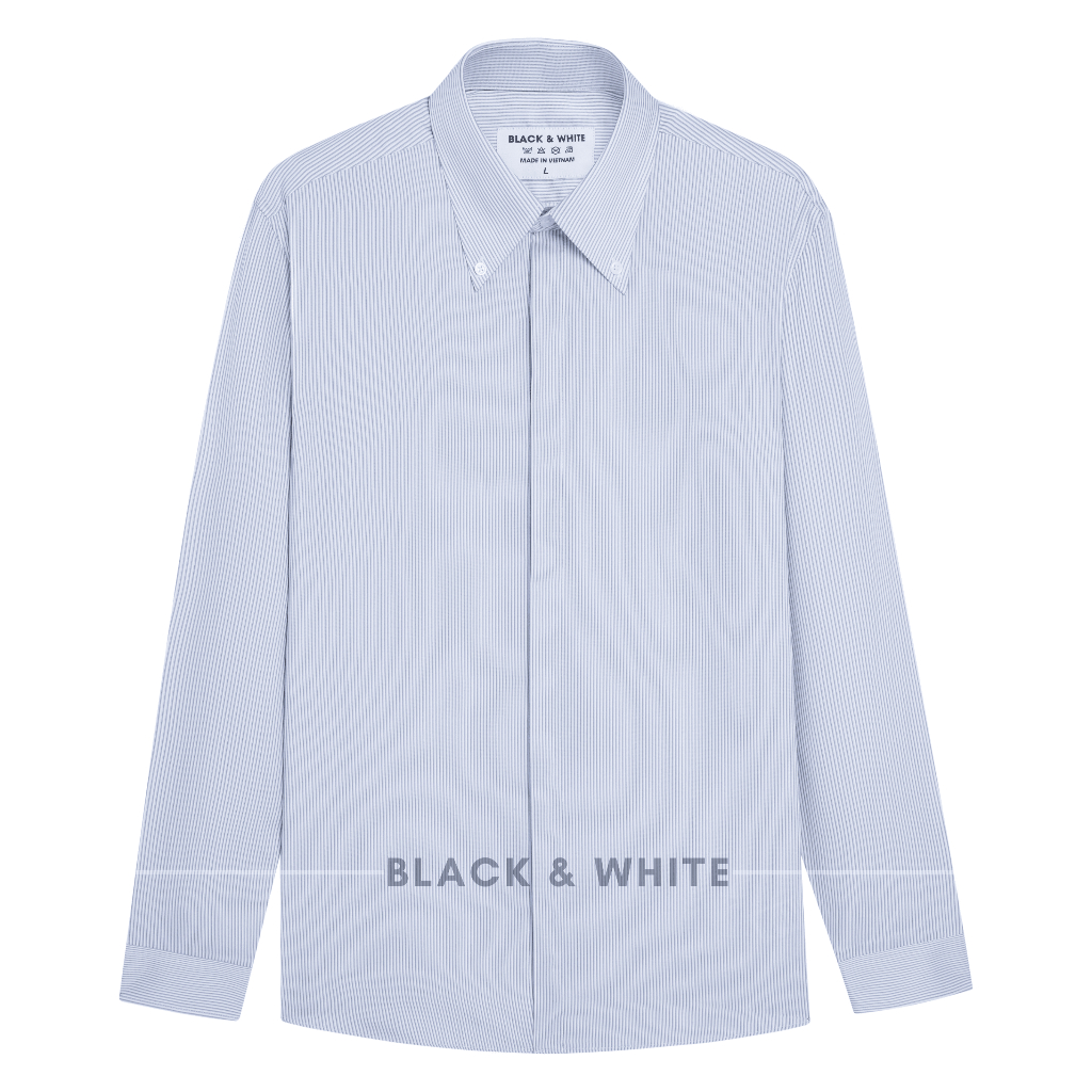 Sơmi nam kẻ dọc tăm xanh, cổ BUTTON DOWN cotton bamboo cao cấp