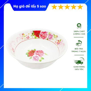 Tô nhựa họa tiết hoa hồng đỏ loại tô sâu bát nhựa phíp dùng làm tô hủ tiếu, tô bán bún, tô ăn mì