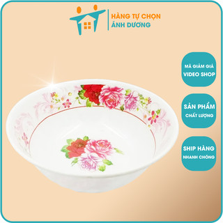 Tô nhựa họa tiết hoa hồng đỏ loại tô sâu bát nhựa phíp dùng làm tô hủ tiếu, tô bán bún, tô ăn mì