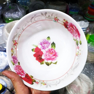 Tô nhựa họa tiết hoa hồng đỏ loại tô sâu bát nhựa phíp dùng làm tô hủ tiếu, tô bán bún, tô ăn mì
