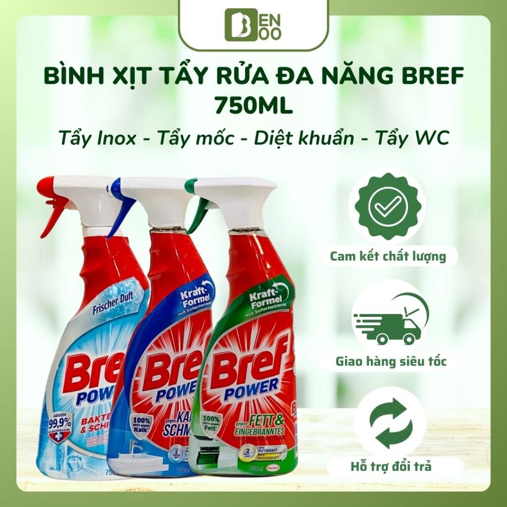 Xịt Tẩy Rửa Đa Năng Bref Power 750ml - Tẩy Bếp, Tẩy Inox, Tẩy Mốc Diệt ...