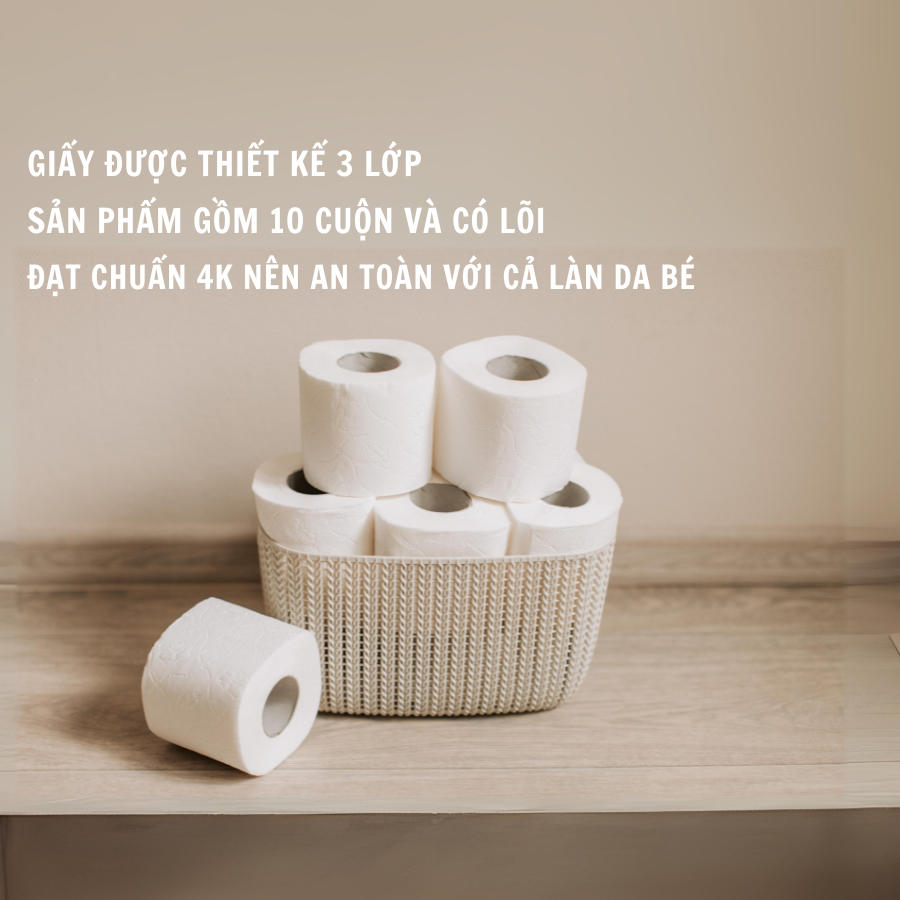 Giấy vệ sinh Silkwell Xanh Ngọc 10 cuộn 3 lớp có lõi, chất giấy siêu dai, không có mủn giấy