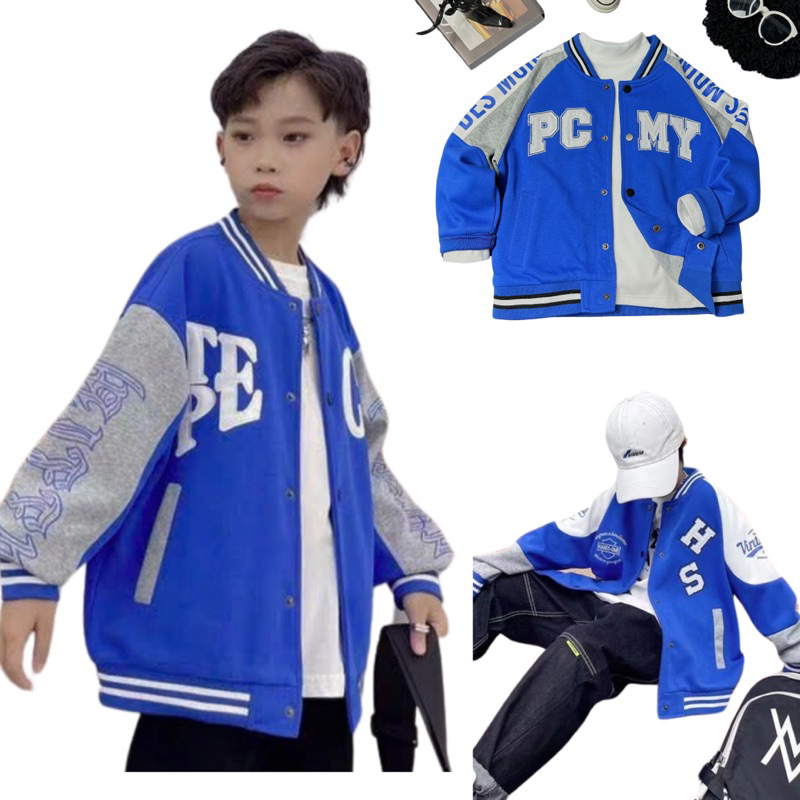Áo khoác nỉ bomber bé trai từ 27-50kg