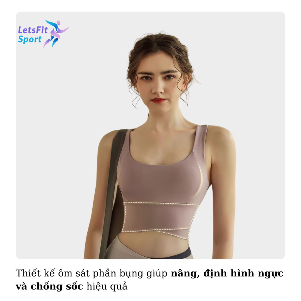 Áo Tập Gym Yoga Nữ Chống Xệ LETSFIT SPORT L01AB Áo Bra Tập Gym Yoga Nữ Có Mút Ngực Co Dãn Thoáng Khí