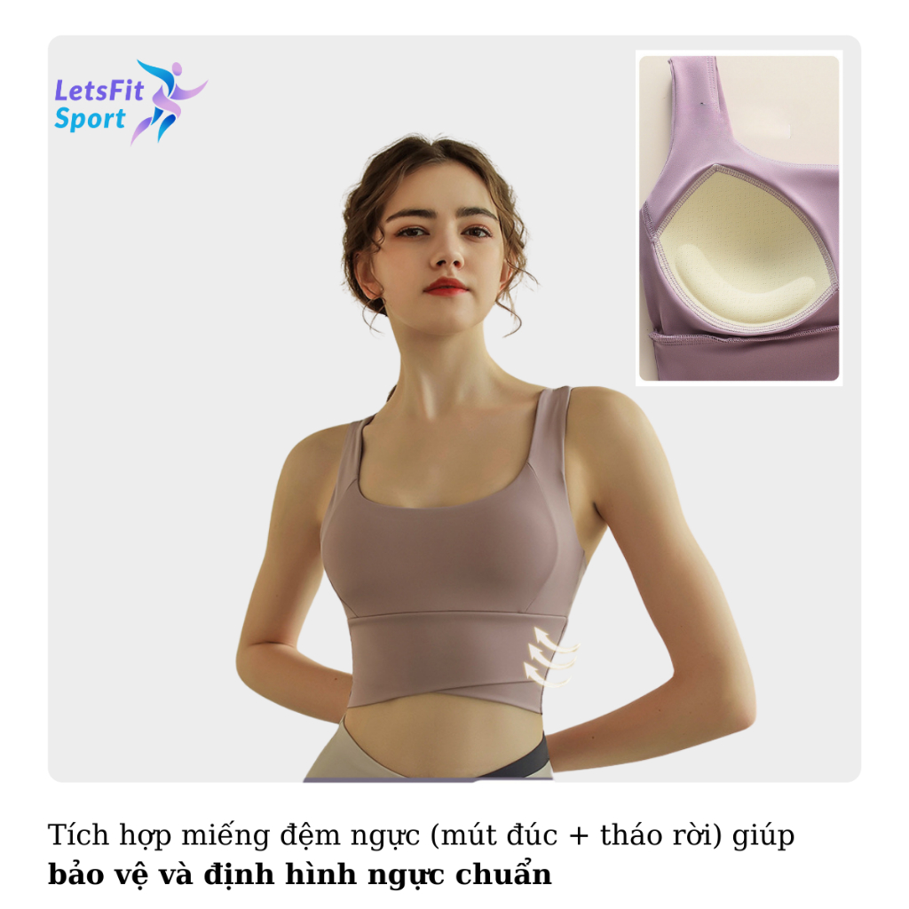 Áo Tập Gym Yoga Nữ Chống Xệ LETSFIT SPORT L01AB Áo Bra Tập Gym Yoga Nữ Có Mút Ngực Co Dãn Thoáng Khí