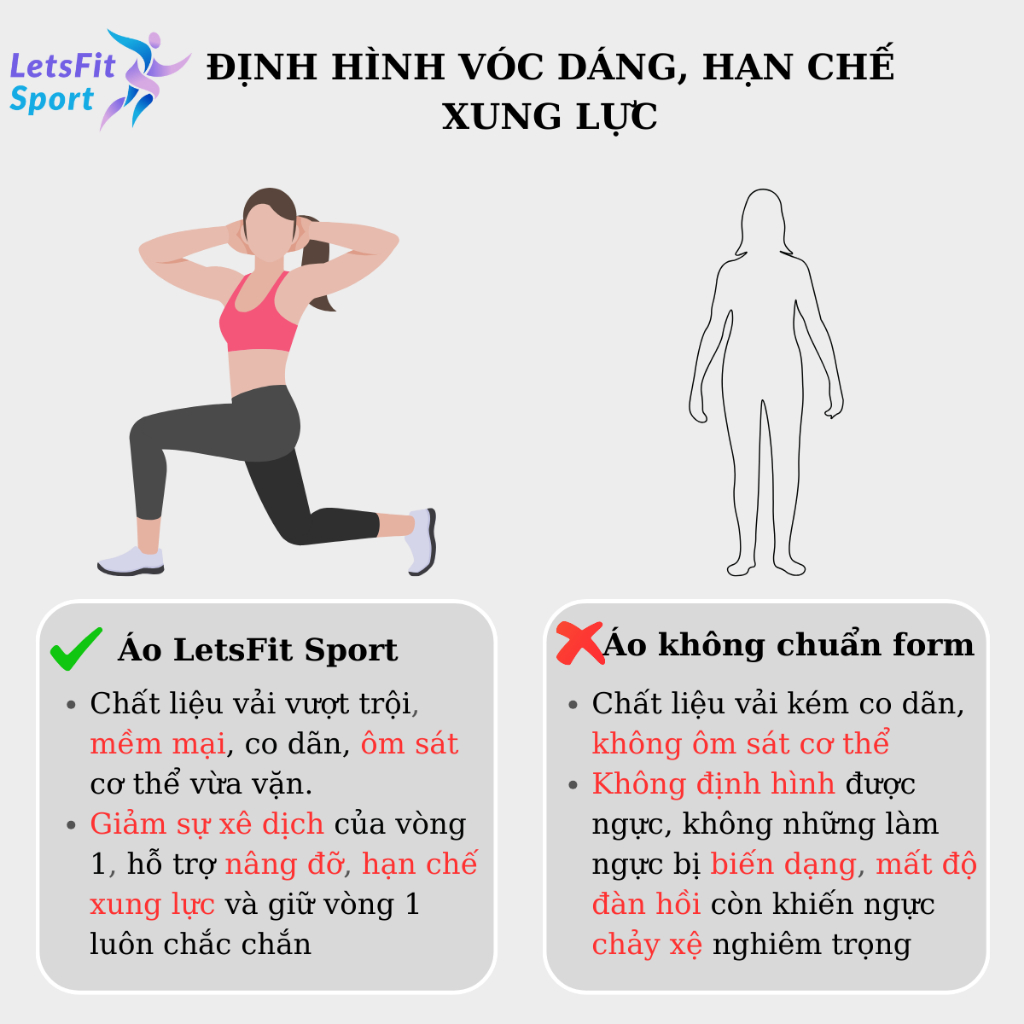 Áo Tập Gym Yoga Nữ Chống Xệ LETSFIT SPORT L01AB Áo Bra Tập Gym Yoga Nữ Có Mút Ngực Co Dãn Thoáng Khí