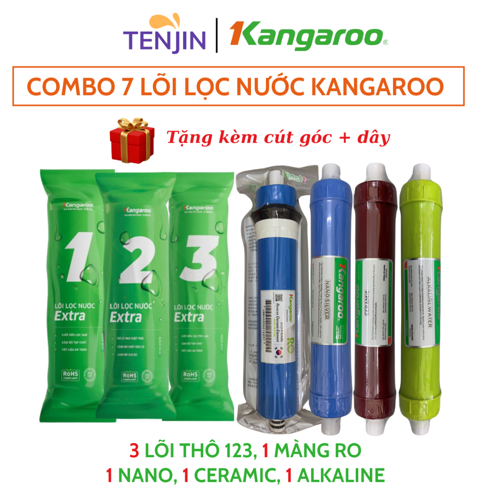 Combo 7 Lõi Lọc Kangaroo gồm 123 RO50GPD Nano Ceramic Alkaline Model KG104AKV, KG104AVTU, KG09, KG09 VTU, KG2207P,...