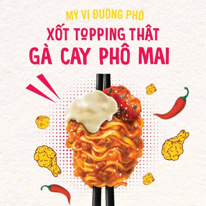 [Chính Hãng] Thùng 24 Gói Mì Trộn Xốt Topping Gà Cay Phô Mai LOKCOK Thùng 24 Gói x 100G