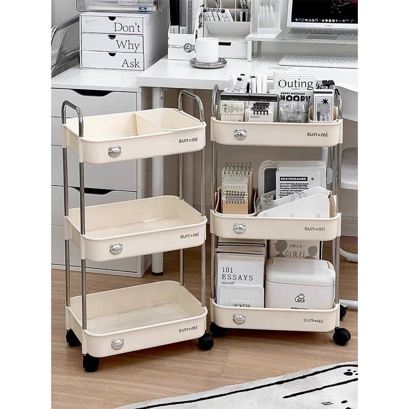 Kệ đựng đồ đa năng Sunmix khay nhựa cao cấp , kệ đựng đồ nhà bếp có bánh xe di chuyển (Loại To)