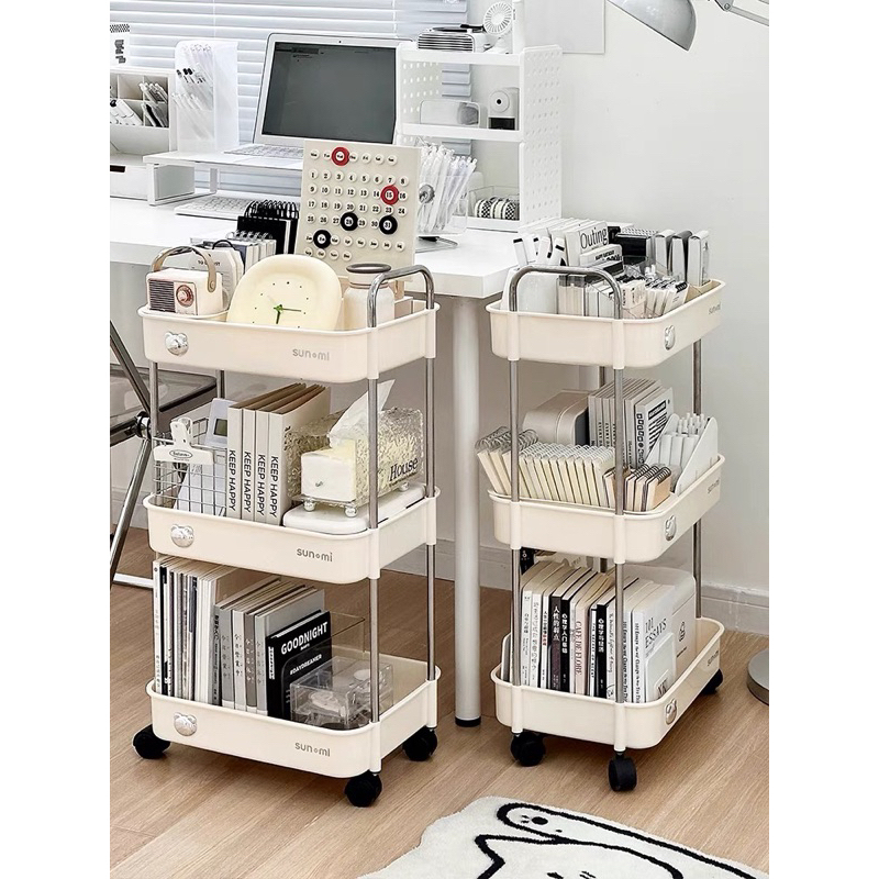Kệ đựng đồ đa năng Sunmix khay nhựa cao cấp , kệ đựng đồ nhà bếp có bánh xe di chuyển (Loại To)