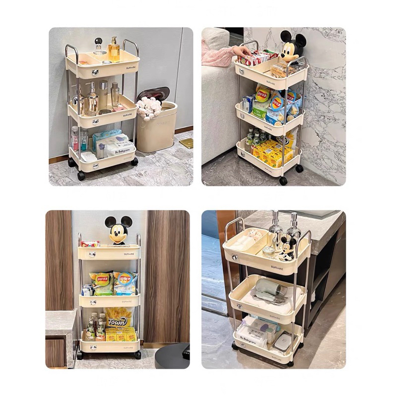 Kệ đựng đồ đa năng Sunmix khay nhựa cao cấp , kệ đựng đồ nhà bếp có bánh xe di chuyển (Loại To)