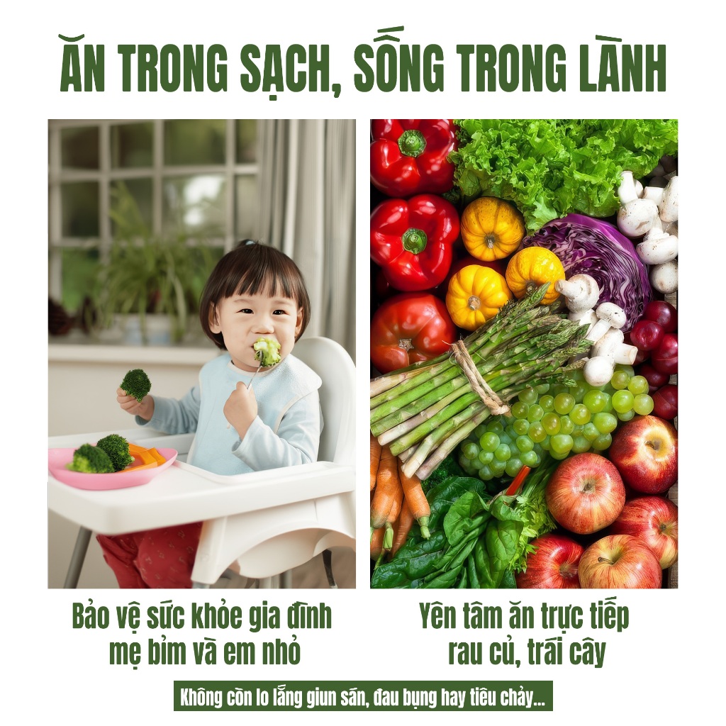 Chai Lớn Tiết Kiệm Nước Rửa Rau Củ Quả Sinh Học Life Green - Loại Bỏ Bụi Bẩn Hóa Chất Trong Thực Phẩm - 1800ML
