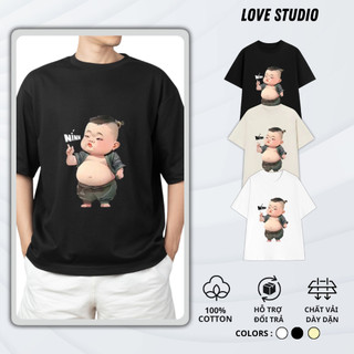Áo thun tay lỡ cổ tròn Nínnn form unisex nam nữ chất premium, phong cách năng động cottton 100%