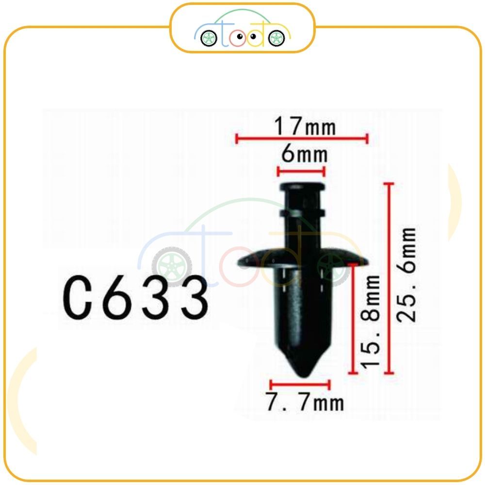 Chốt nhựa C633 dùng cho xe Honda/ Mitsubishi/ Nissan/ Subaru/ Suzuki ...