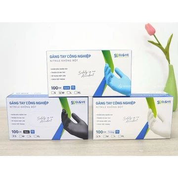 ✅[HỘP 100C] Găng tay cao su y tế Nitrile không bột màu trắng xanh đen SSGLOVE Găng tay cao su y tế không bột NITRILE SSG
