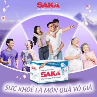 Thùng 24 Chai Nước Uống Ion Kiềm Đóng Chai Saka 555ml - Nước uống Detox với Công Nghệ Điện Phân Ion Kiềm Nhật Bản