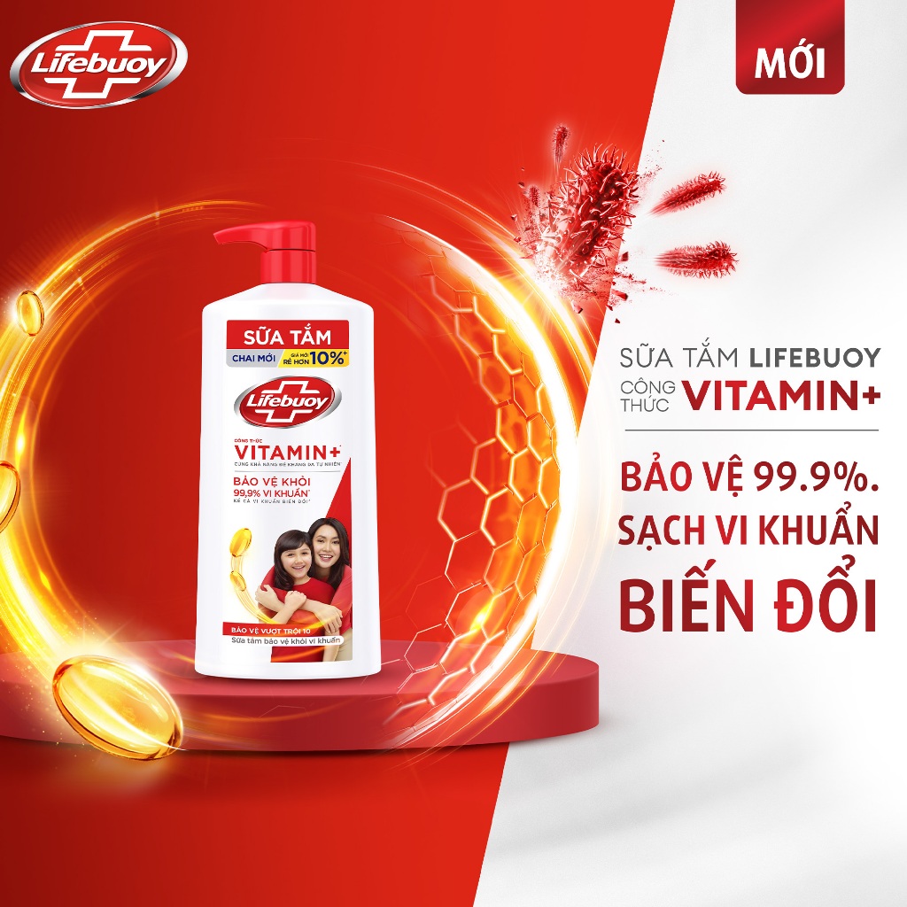 Ảnh Sữa Tắm Lifebuoy Bảo Vệ Khỏi Vi Khuẩn Gây Bệnh Với Ion Bạc+ Hỗ Trợ Đề Kháng Da Tự Nhiên 1000G 3