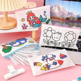 Set 5/3 Túi Đựng Bút Tô Màu Sáng Tạo DIY Cho Bé, Đồ Thủ Công Vừa Học Vừa Chơi, Dụng Cụ Học Tập Dễ Thương Tiện Dụng