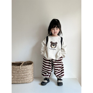 Áo nỉ cho bé Batala Kids, Áo SWEATER nỉ bông cho bé trai bé gái GHI XÁM in hình chú MẶT GẤU NÂU thu đông 2024