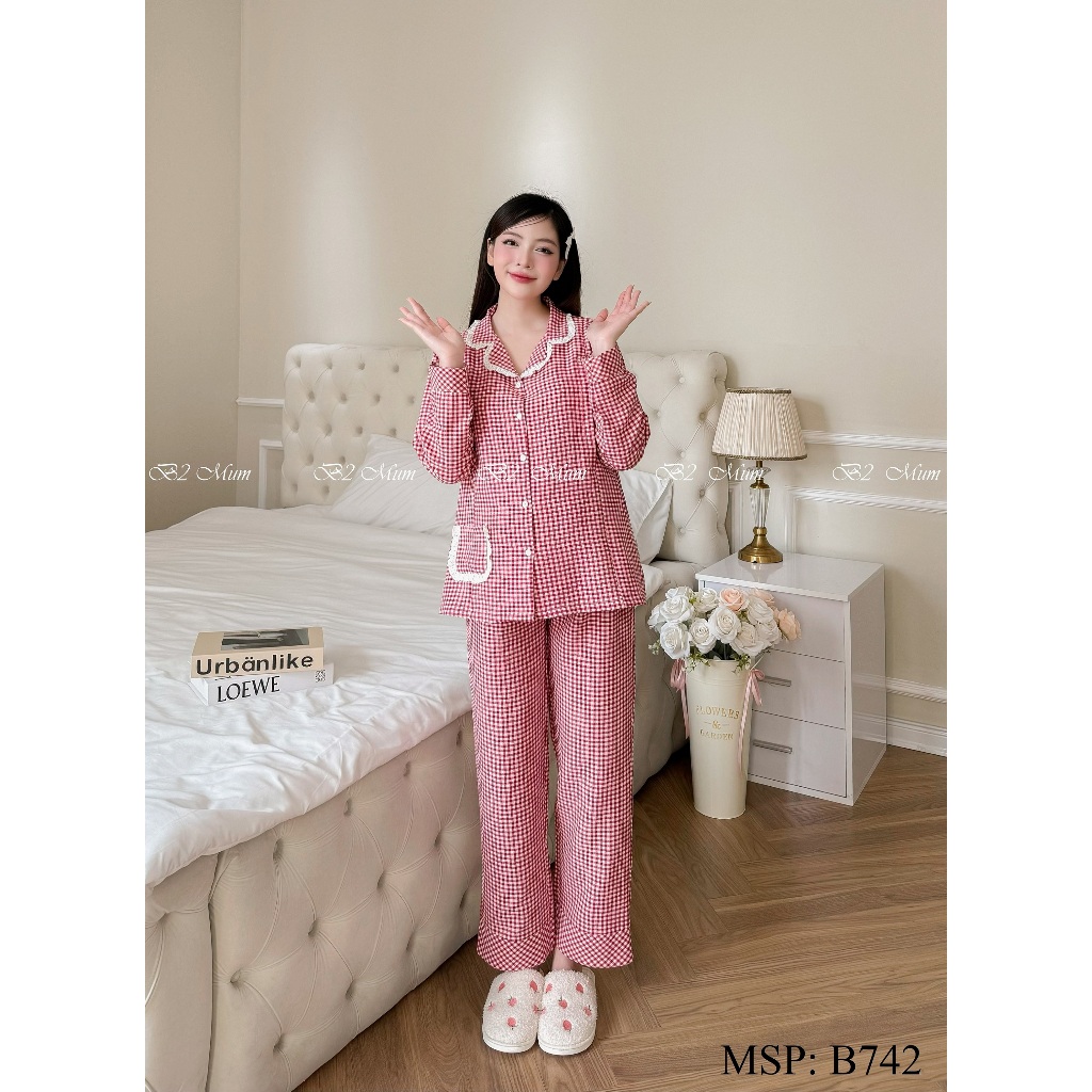 Bộ Mặc Nhà Và Sau Sinh Cho Mẹ Bầu Đũi Mềm, Thoáng Mát, Dễ Chịu B742 Thiết Kế By B2MUM