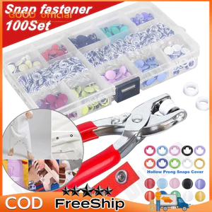 Bộ kìm bấm khuy cúc áo kèm hộp 100 chi tiết cúc áo đủ màu tiện dụng, Dụng cụ bấm khuy đa năng
