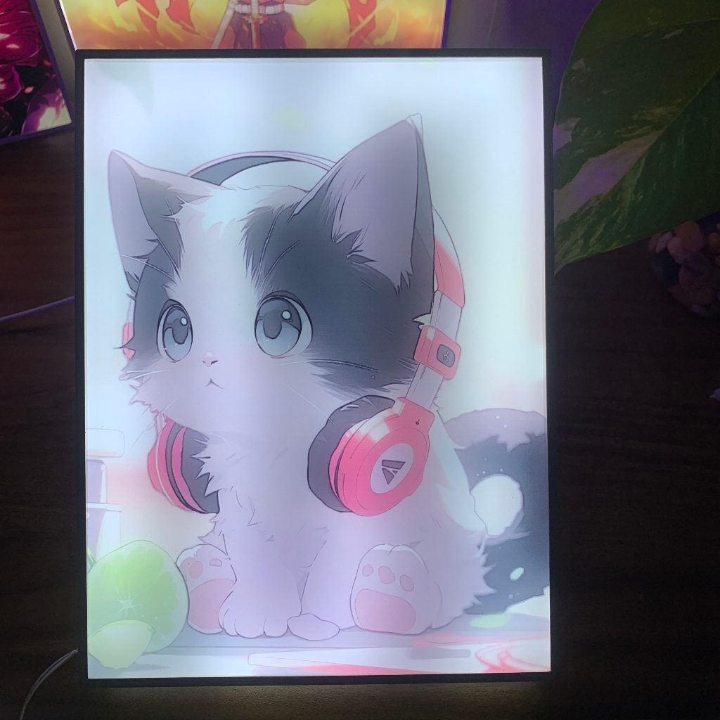 Tranh đèn led 3D đổi màu động vật cute - Tranh đèn led 3D trang trí bàn làm việc, đèn ngủ