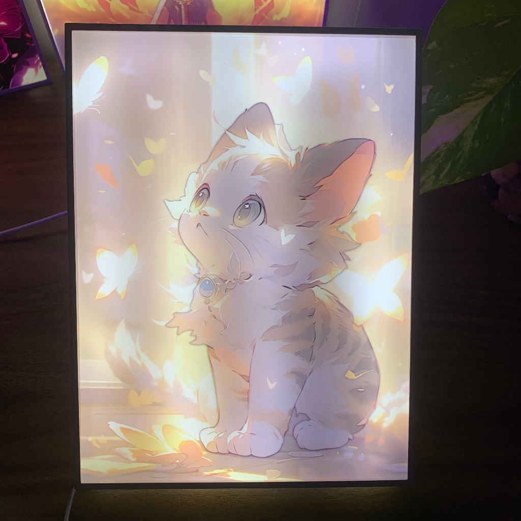 Tranh đèn led 3D đổi màu động vật cute - Tranh đèn led 3D trang trí bàn làm việc, đèn ngủ