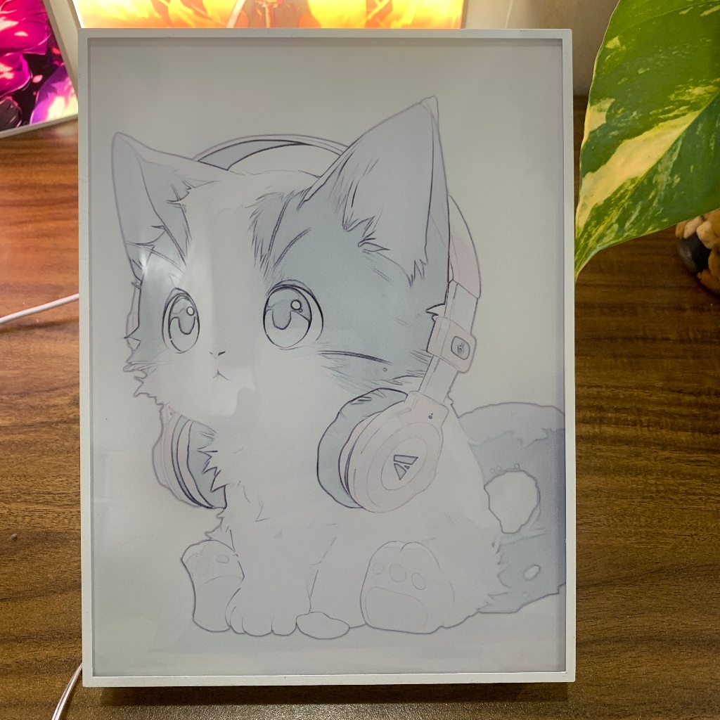 Tranh đèn led 3D đổi màu động vật cute - Tranh đèn led 3D trang trí bàn làm việc, đèn ngủ