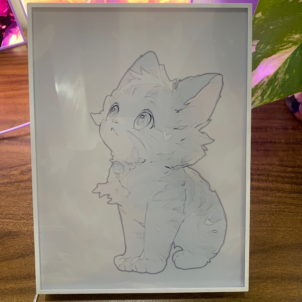 Tranh đèn led 3D đổi màu động vật cute - Tranh đèn led 3D trang trí bàn làm việc, đèn ngủ