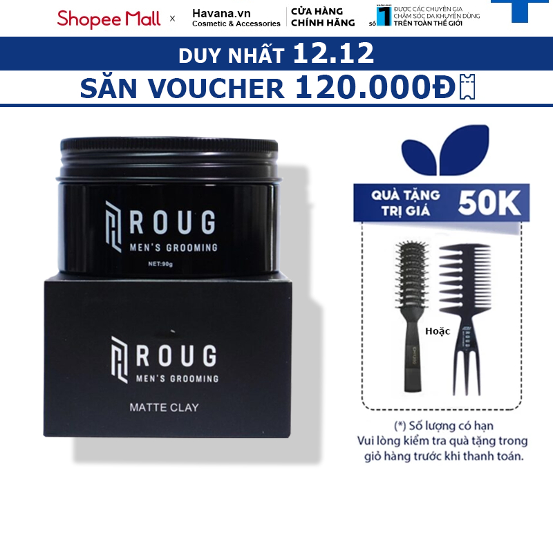 Sáp vuốt tóc ROUG Matte Clay cho tóc mỏng | Sáp Roug đen Singapore giữ ...