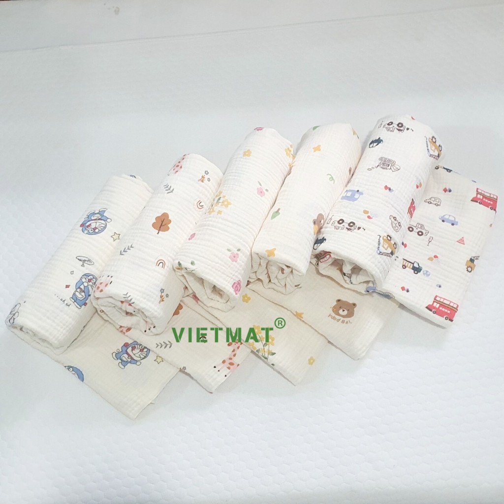 Ảnh 2 mét vải muslin cao cấp 2 lớp TILO 100% cotton may khăn tắm, khăn sữa cho bé, mềm mịn, thấm hút tốt 1