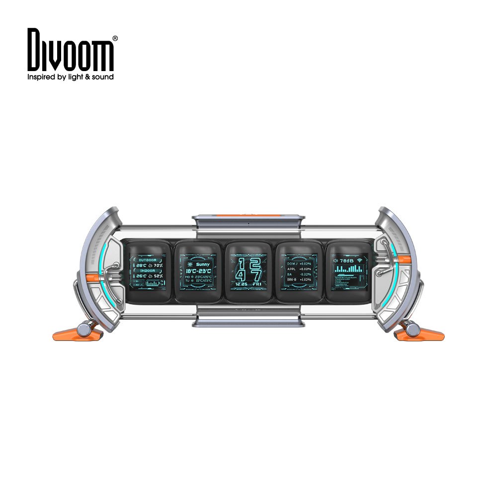 Ảnh Đồng hồ LED để bàn Divoom Times Gate, đồng hồ kỹ thuật số hiển thị 5 màn hình led - Hàng chính hãng, BH 12 tháng 1