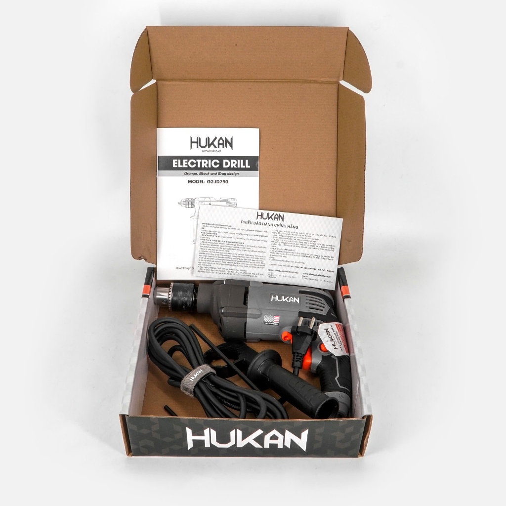 Máy Khoan Điện Hukan G2-ID790|Đầu Kẹp 13mm Mạnh Mẽ, Chuyên Khoan Tường, Sắt, Gỗ & Bắt Vít làm việc trên nhiều vật liệu