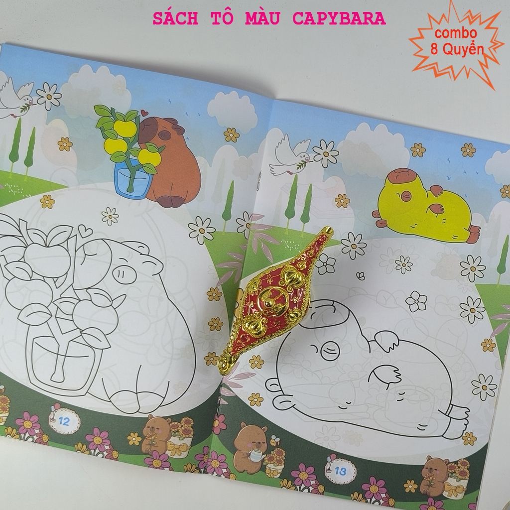 Sách-Combo Bộ 8 Quyển Tô Màu Capypara Nhiều Chủ Đề Phong Phú-Kèm Quà Tặng Cho Bé