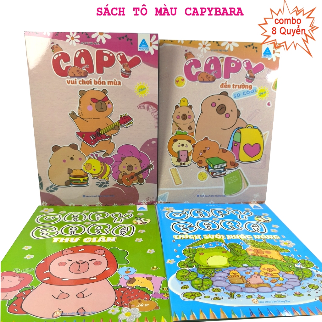 Sách-Combo Bộ 8 Quyển Tô Màu Capypara Nhiều Chủ Đề Phong Phú-Kèm Quà Tặng Cho Bé