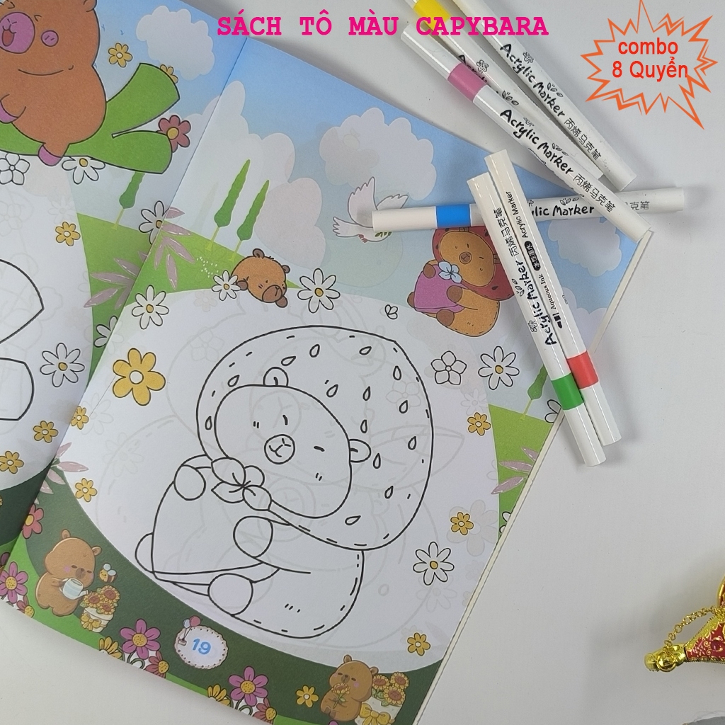Sách-Combo Bộ 8 Quyển Tô Màu Capypara Nhiều Chủ Đề Phong Phú-Kèm Quà Tặng Cho Bé