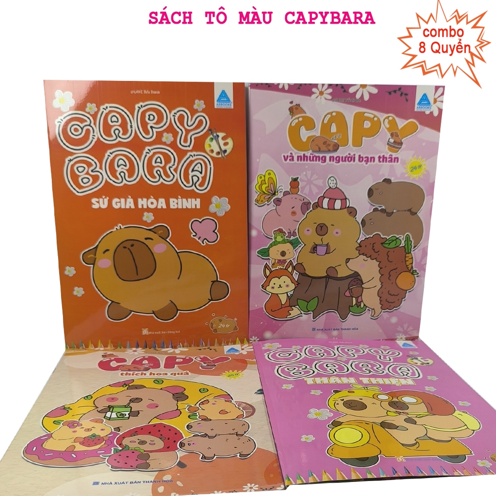 Sách-Combo Bộ 8 Quyển Tô Màu Capypara Nhiều Chủ Đề Phong Phú-Kèm Quà Tặng Cho Bé