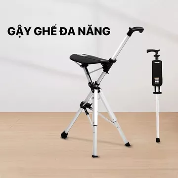 Gậy chống cho người già. gậy đi bộ có ghế ngồi gấp gọn thông minh, nạng chống tay, batoong người cao tuôi