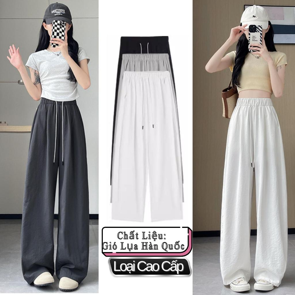 Quần ống rộng nữ quần gió cạp chun vải đũi cao cấp lên dáng siêu xinh (Datthustore - MS56)