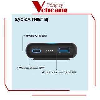[USA] Sạc dự phòng Energizer QM10002PQ dung lượng 10000mAh sạc nam châm không dây từ tính kèm chân đế