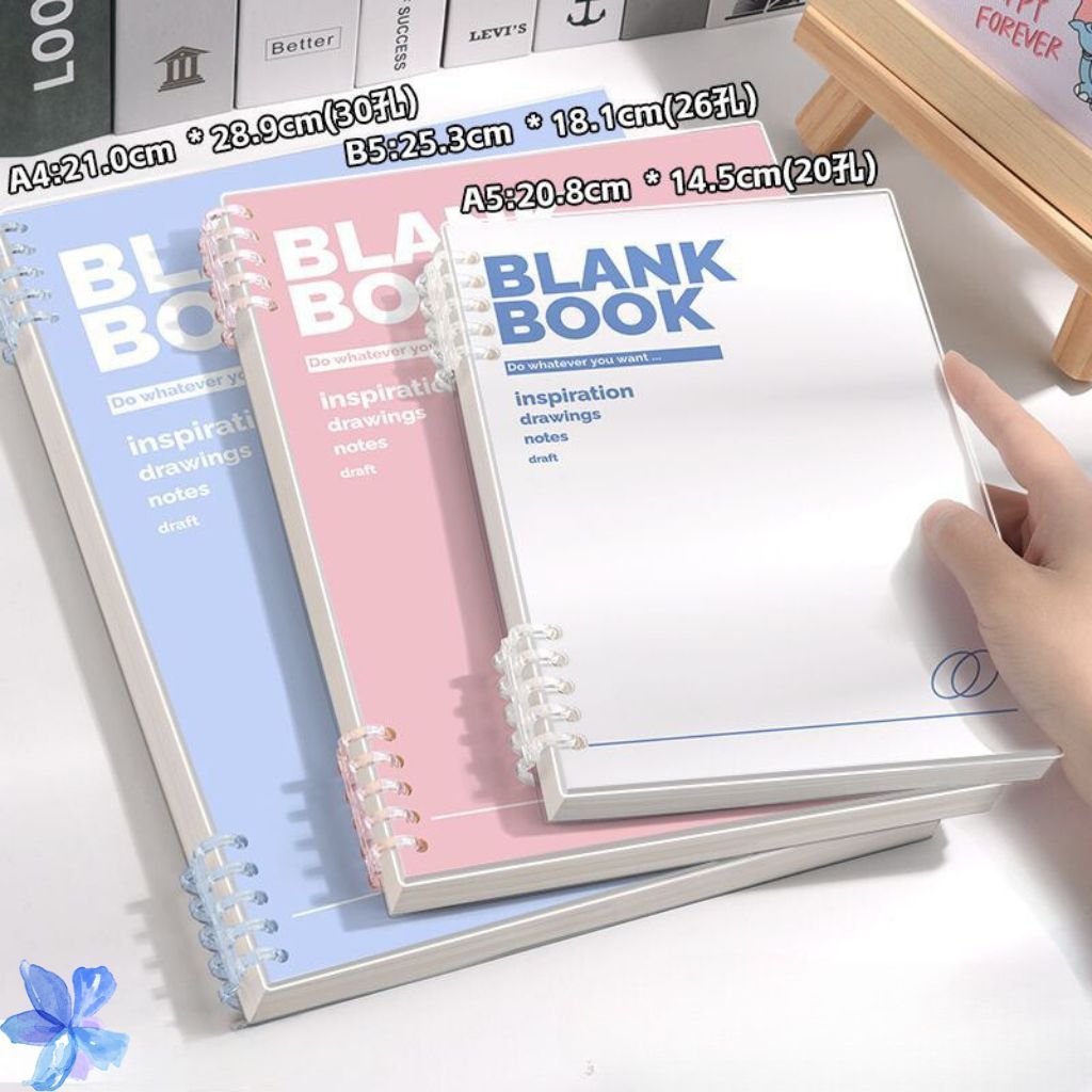 Sổ Bìa Còng A5 B5, Sổ Còng Nhựa Chữ Blank Book - Sổ Còng Tháo Được Giấy Khuyết Còng, Lõi giấy Refill