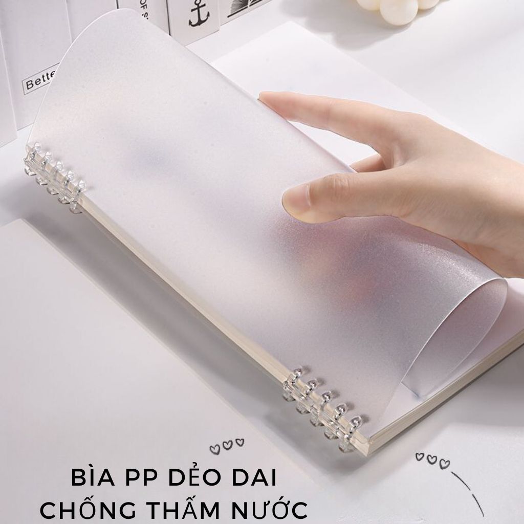 Sổ Bìa Còng A5 B5, Sổ Còng Nhựa Chữ Blank Book - Sổ Còng Tháo Được Giấy Khuyết Còng, Lõi giấy Refill
