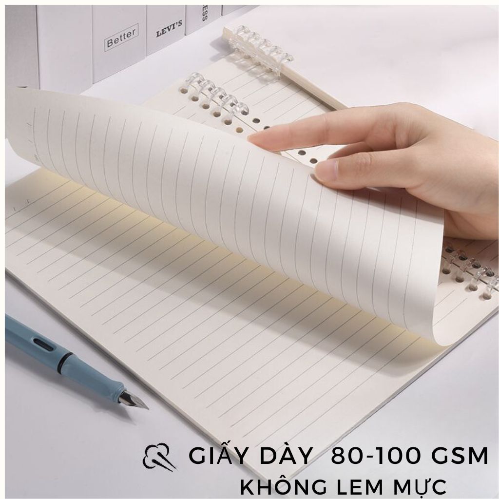 Sổ Bìa Còng A5 B5, Sổ Còng Nhựa Chữ Blank Book - Sổ Còng Tháo Được Giấy Khuyết Còng, Lõi giấy Refill