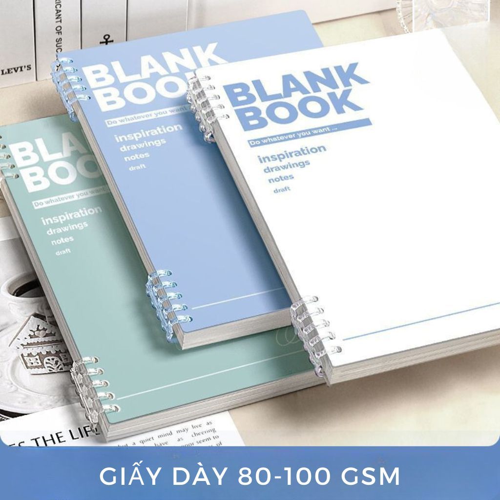 Sổ Bìa Còng A5 B5, Sổ Còng Nhựa Chữ Blank Book - Sổ Còng Tháo Được Giấy Khuyết Còng, Lõi giấy Refill