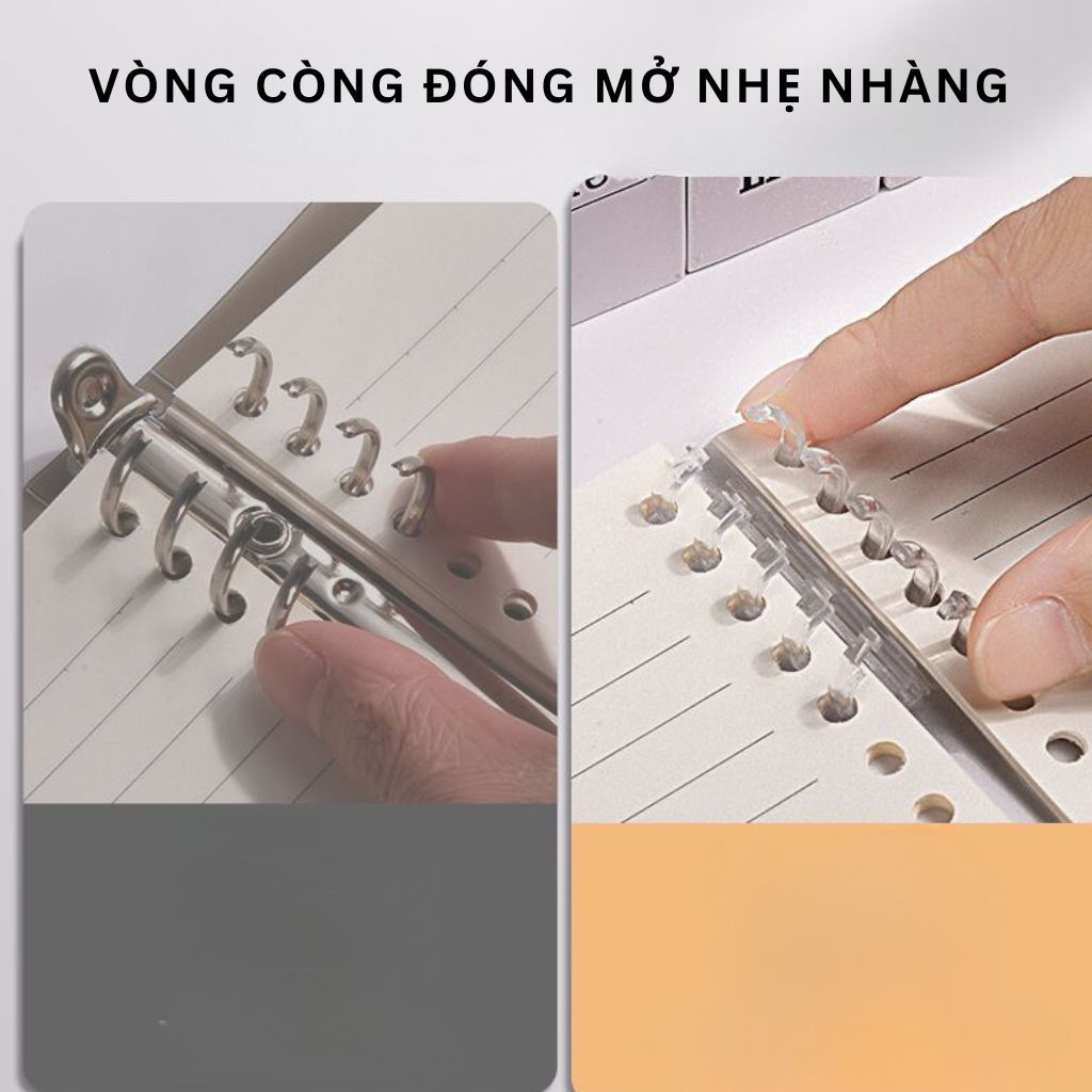 Sổ Bìa Còng A5 B5, Sổ Còng Nhựa Chữ Blank Book - Sổ Còng Tháo Được Giấy Khuyết Còng, Lõi giấy Refill