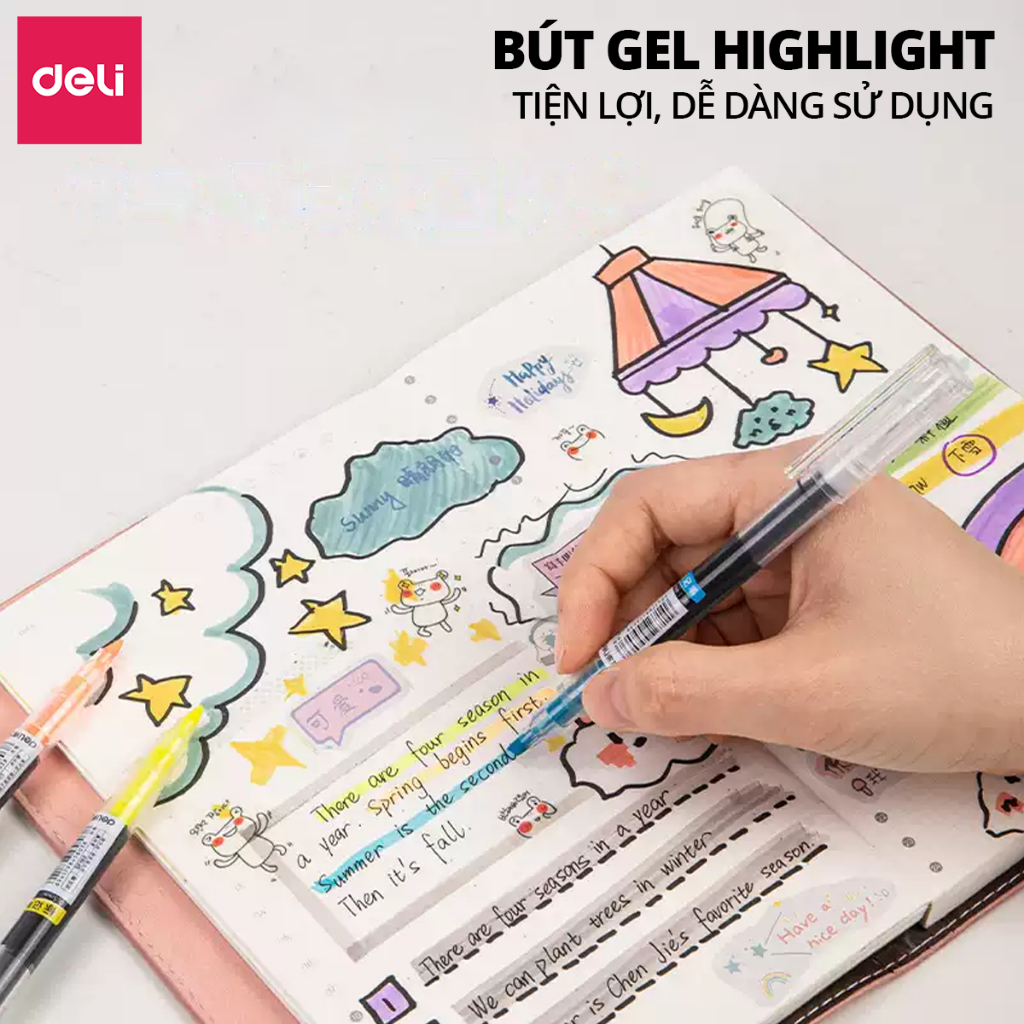 Bút Gel Bút Nước Deli Bút Viết Tiếng Trung Roller Pen Cao Cấp Ngòi 0.5mm Viết Trơn Tru  Học Sinh Màu Xanh Đen Đỏ