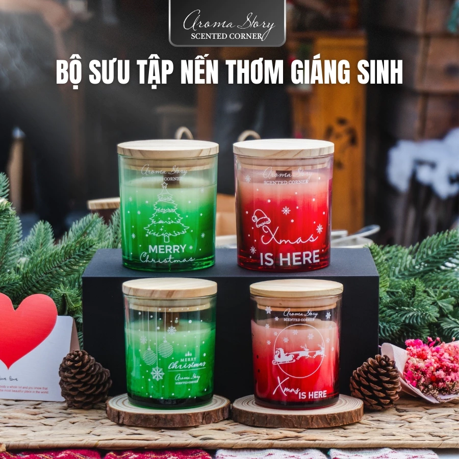 Nến Thơm Trang Trí Cao Cấp Giáng Sinh Aroma Story Giúp Thư Giãn, Dễ Ngủ Size 150g/200g