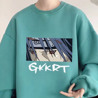 Áo sweater unisex cổ tròn dáng rộng in họa tiết anime thời trang mùa thu giản dị dành cho nam và nữ