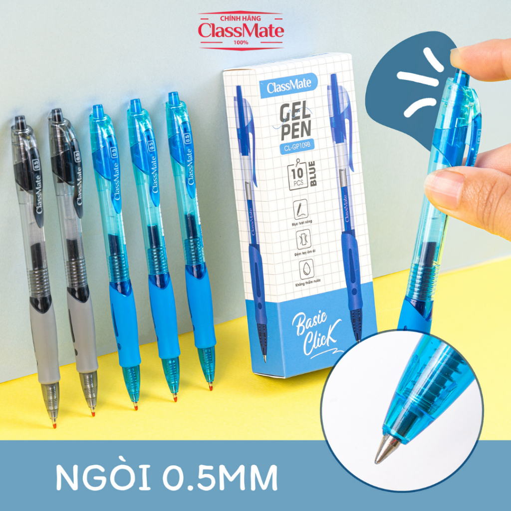 Hộp Bút Gel Bấm 0.5mm CLASSMATE, Viết Gel Mực Xanh Đen, Nét Trơn Dùng ...